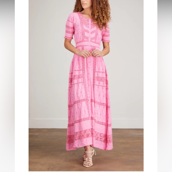 LoveShackFancy Dresses & Skirts - LoveShackFancy Kylen Victorian Maxi Dress Hot Pink